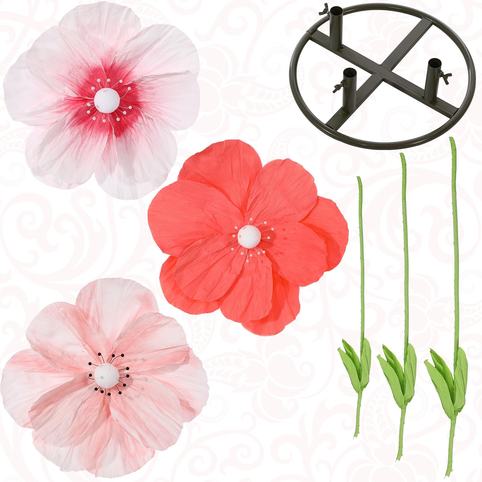 6.1ft Giant Artificial Flowers for Decoration with Stand, Large Big Paper Flo…