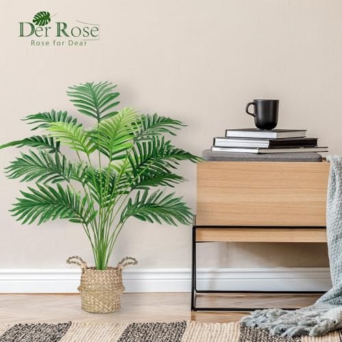 Fake Palm Tree 28Inch Faux Plant Potted Tall Fake Plant with Hand-Woven 28” 1