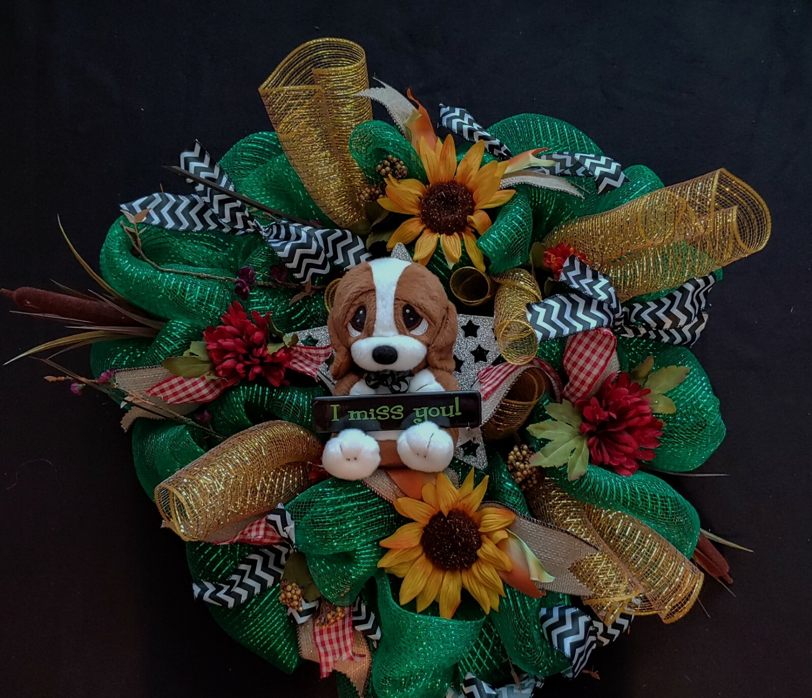 One 24″ Deco Mesh Wreath with 2 Options I Miss You & Welcome Family & Friends