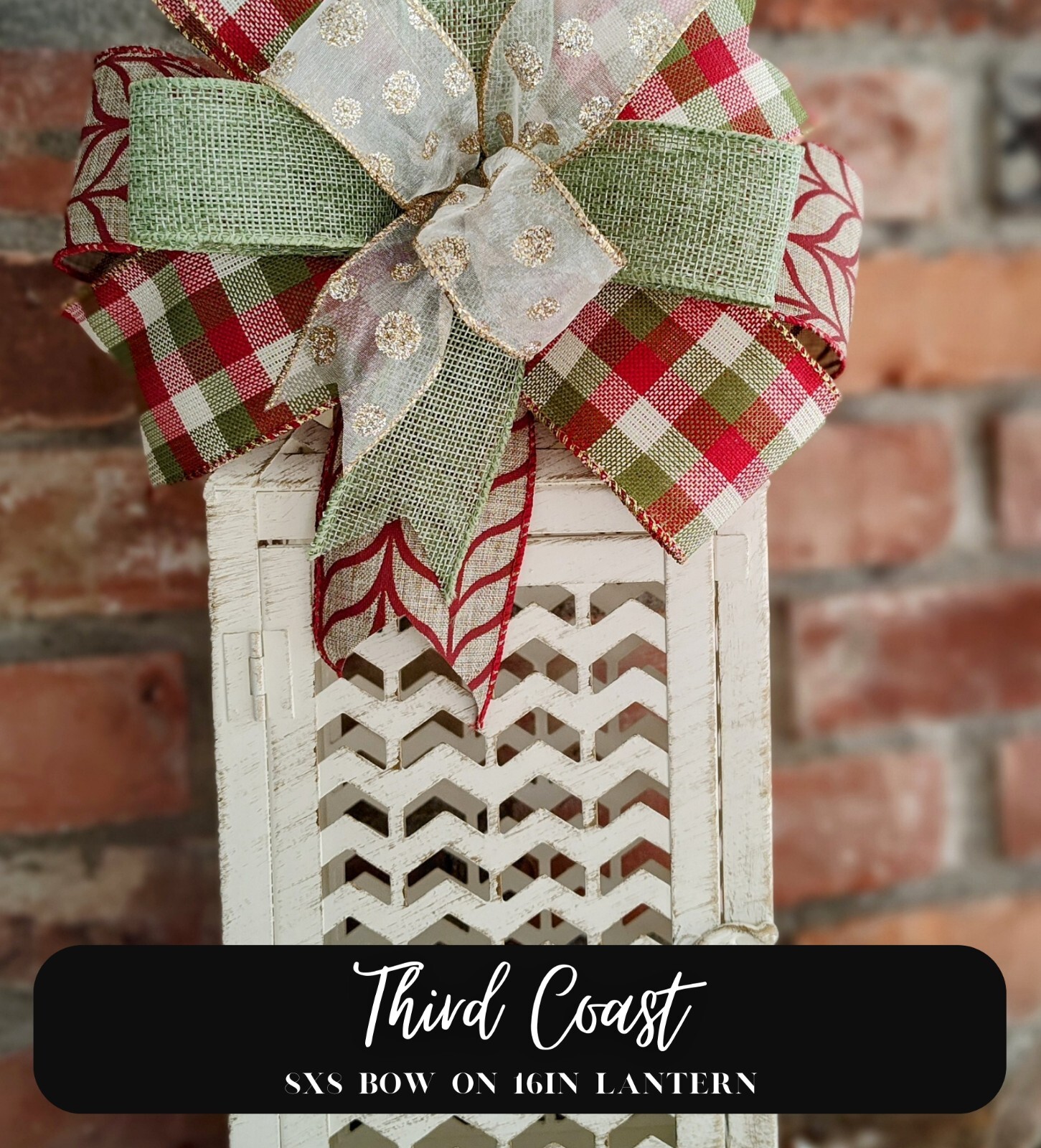 8×8 Sage, Berry, Gold Bow, Lantern Bow, Door Hanger Bow, Wreath or Swag Bow