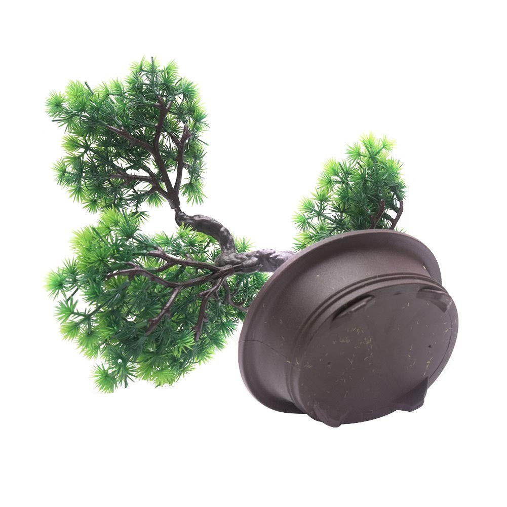 Artificial Bonsai Pine Tree, 11Inch Faux Potted Plant Desk Display Fake Tree …