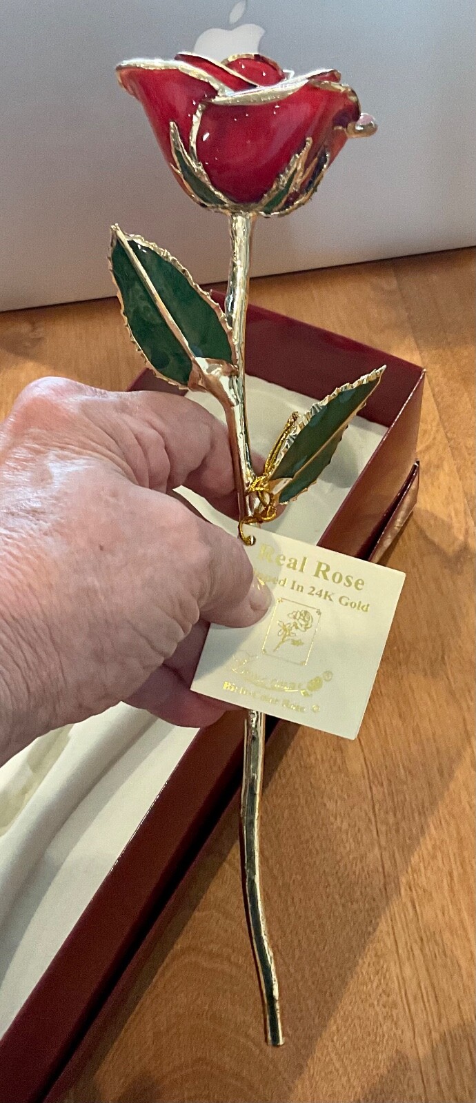 LIVING GOLD REAL ROSE DIPPED IN 24K YELLOW GOLD BOXED