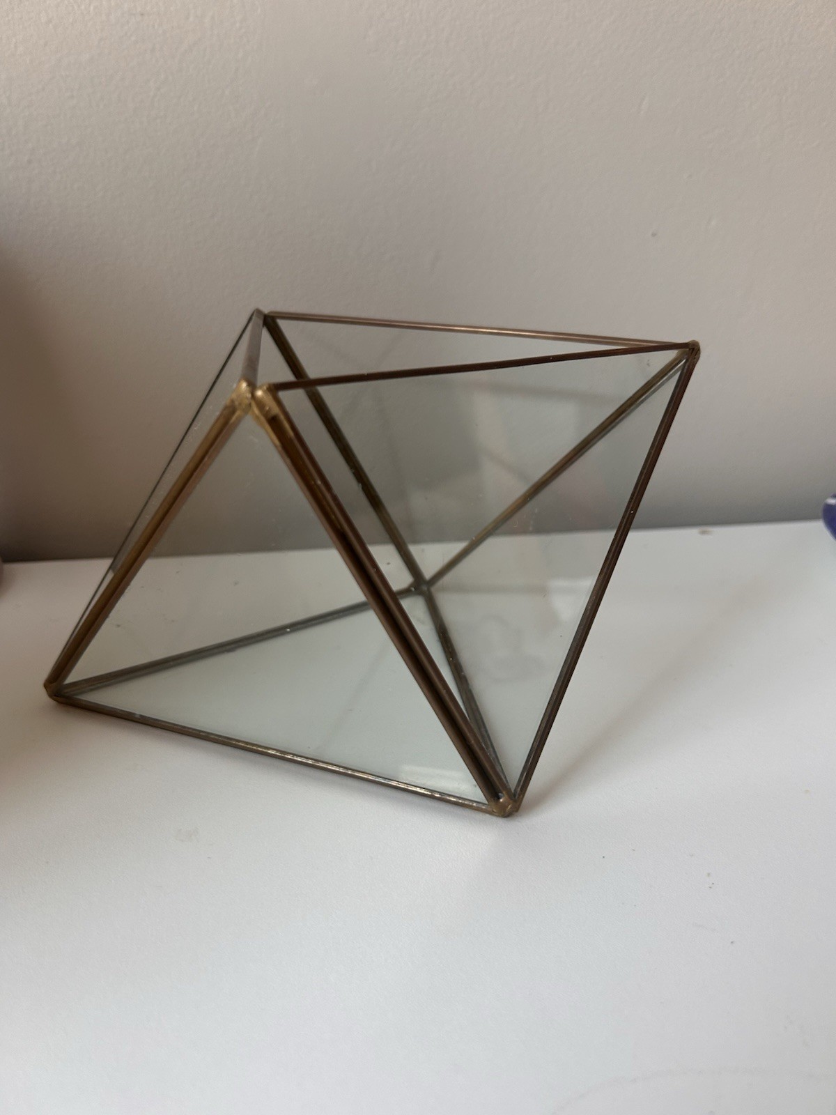 Gold Metal & Glass Geometric Succulent Terrarium
