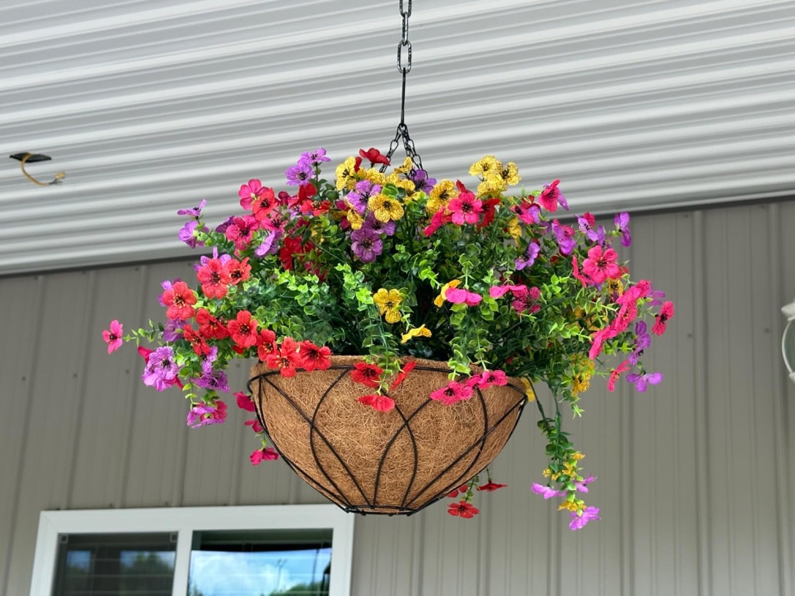 Lamsze Artificial Faux Hanging Plants Flowers Basket for Summer Autumn, Color…