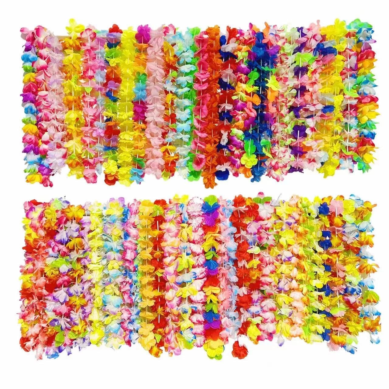 Hawaiian Leis 100 PCS Hawaii Flower Leis for Tropical Luau Party Decorations