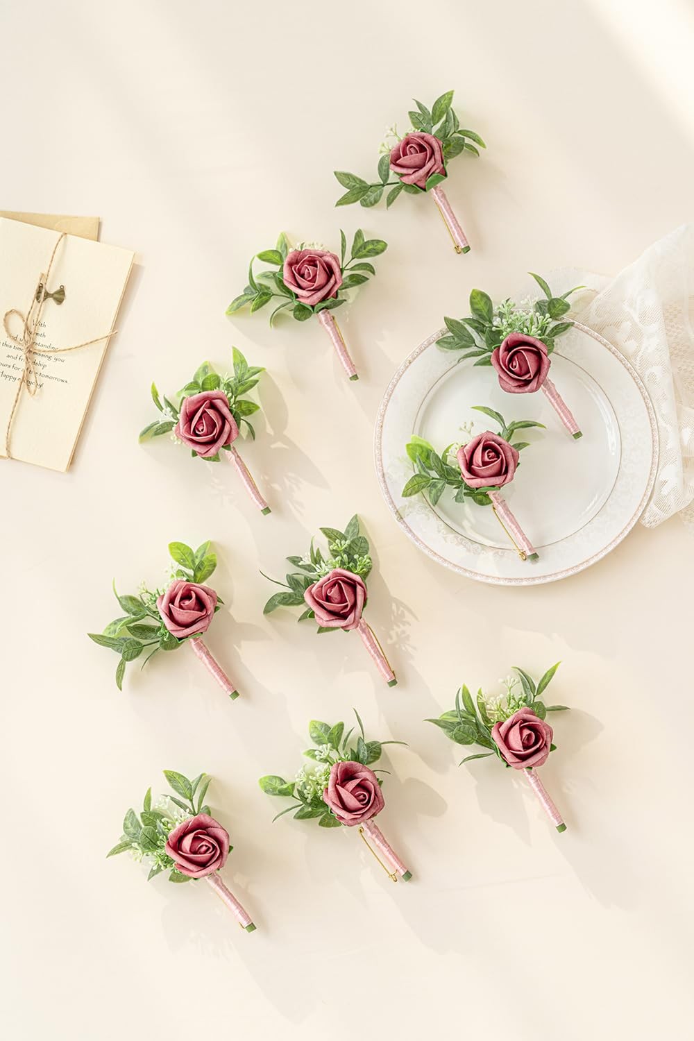 10PCS Boutonniere for Men, Wedding Prom Boutonniere for Groom Groomsmen Guest…