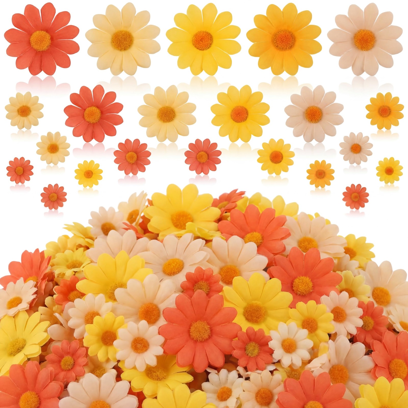 240 Pcs Artificial Daisy Flower Heads Bulk, Multi Color Fake Silk Mini Faux D…