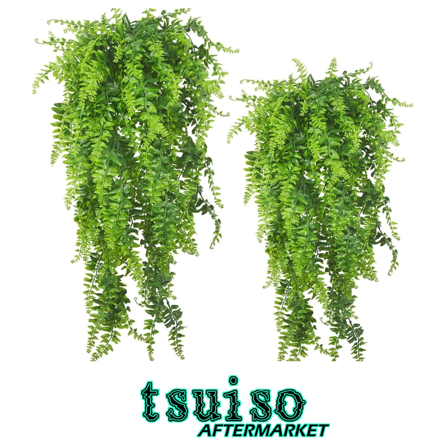 Luxurious Hanging Ferns Set: 2 Vividly Realistic Green Plants for All Occasions
