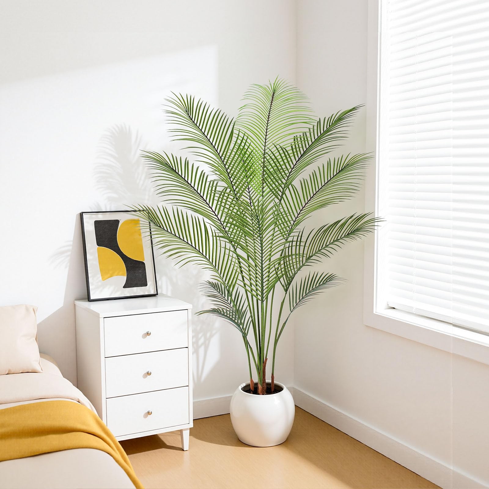 Artificial Golden Cane Palm Tree 5FT Tall Faux Palm Tree Fake Plants Faux Tro…