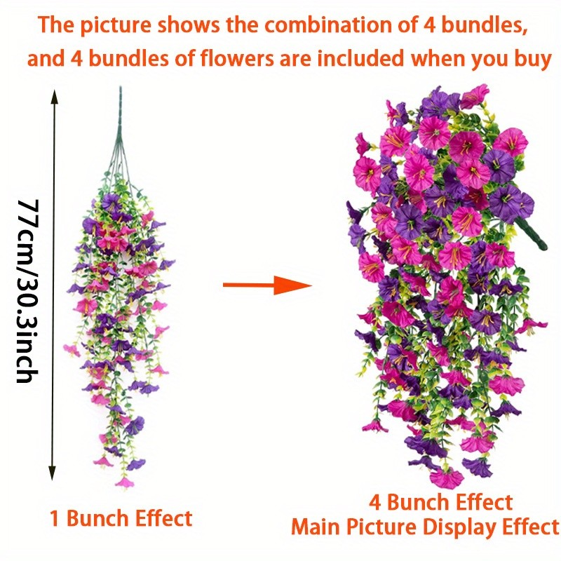 4pcs Artificial Hanging Petunia Garland Fake Trailing Flower Wedding Party Decor