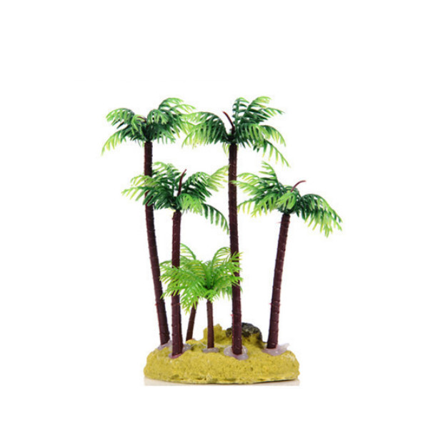 2pcs Aquarium decorations simulated plastic beach coconut tree ornament