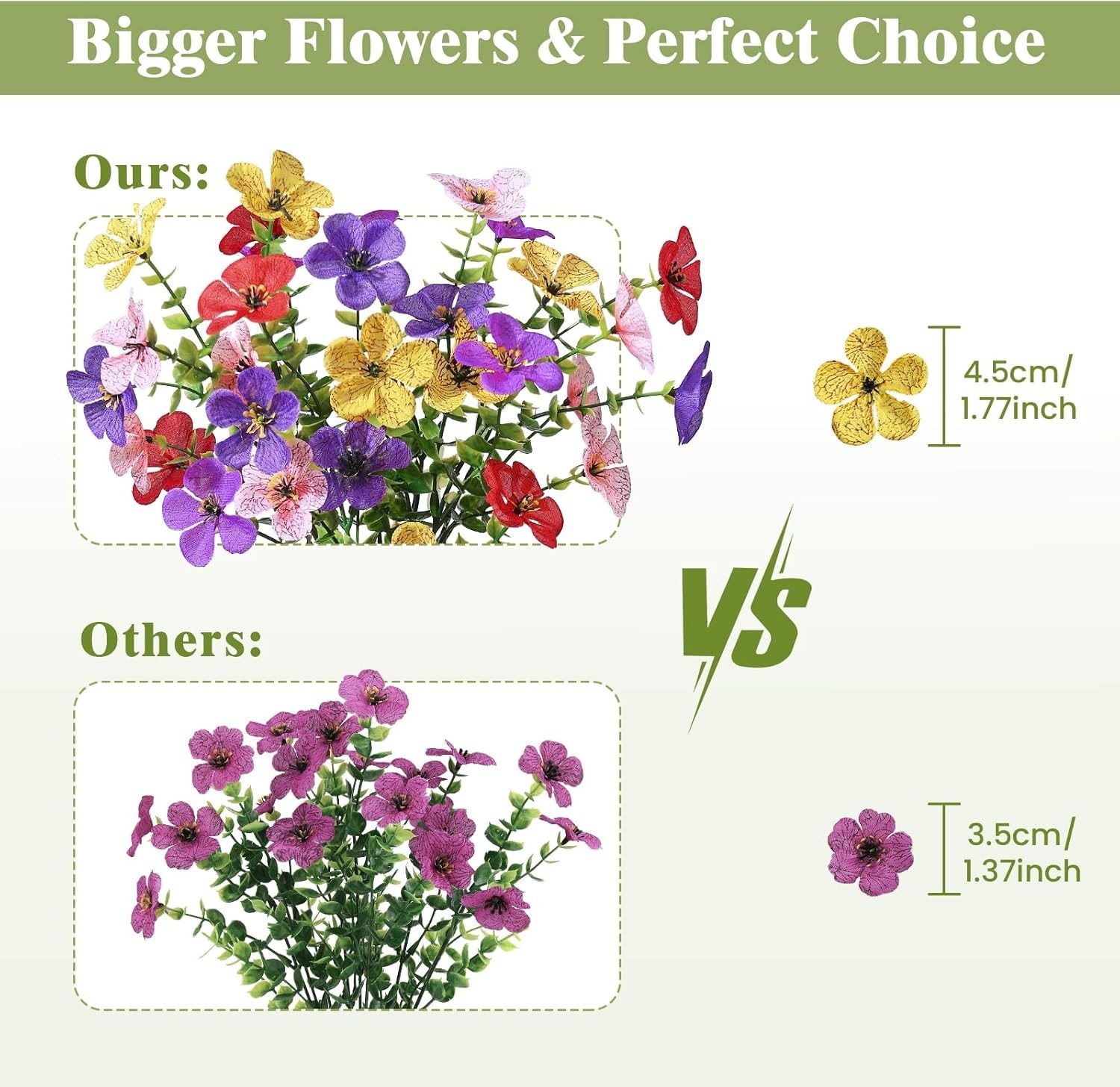 Colorful 20-Pack Faux Flowers for Garden, Home & Special Events – No Fade