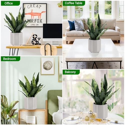 Fake Snake Plant 22″ Tall, Realistic Touch Leaves, Potted 22 Inch Snake
