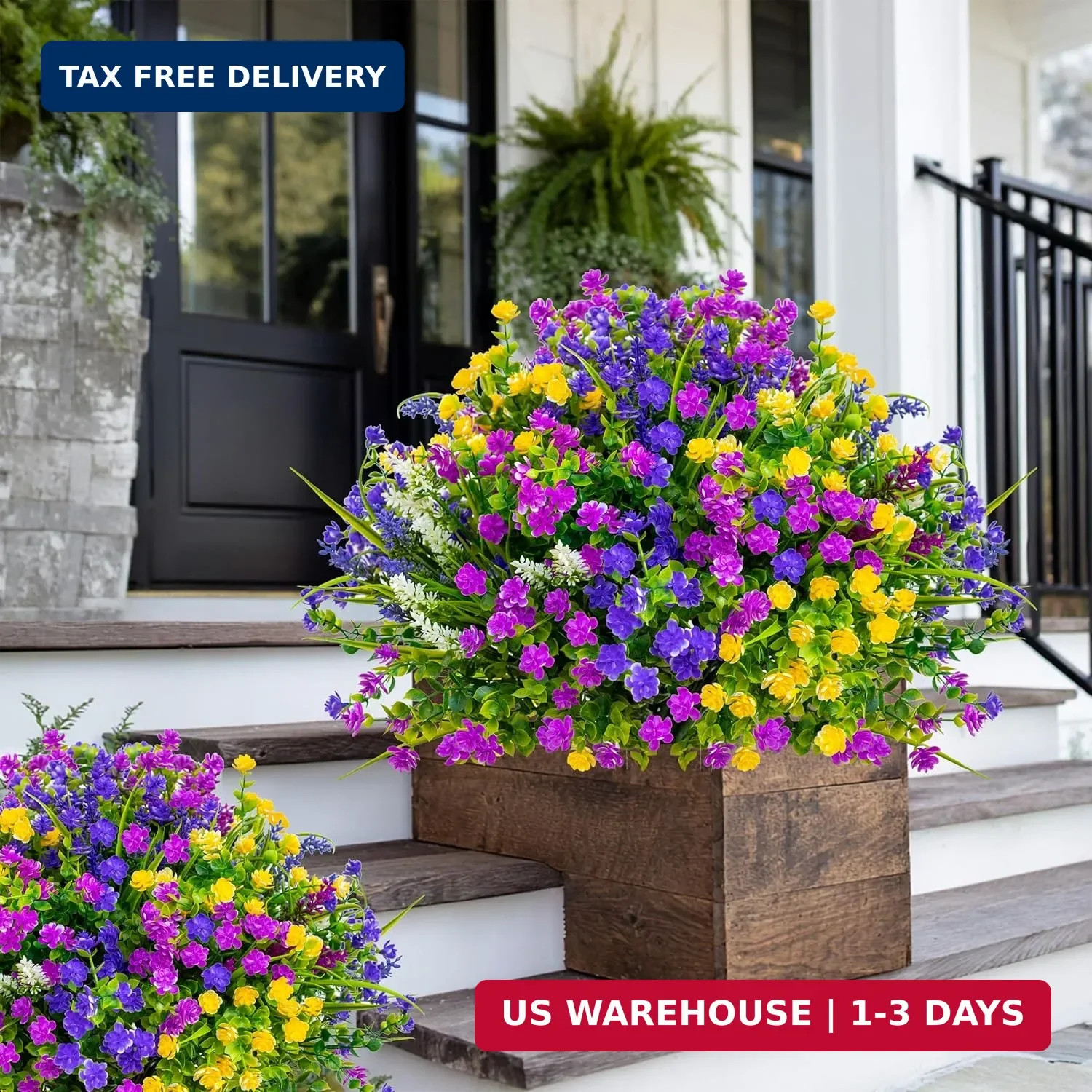 AXYLEX Artificial Flowers Outdoor Fake Plants – 12 Bundles UV Resistant Shrubs N