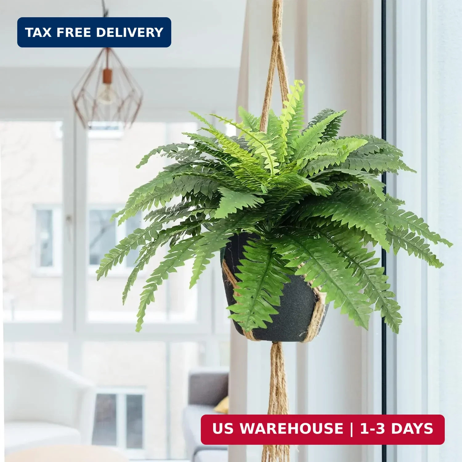 Artificial Ferns for Outdoors, Set of 2 Bouquets 33″ Diam Large Fake Ferns Faux