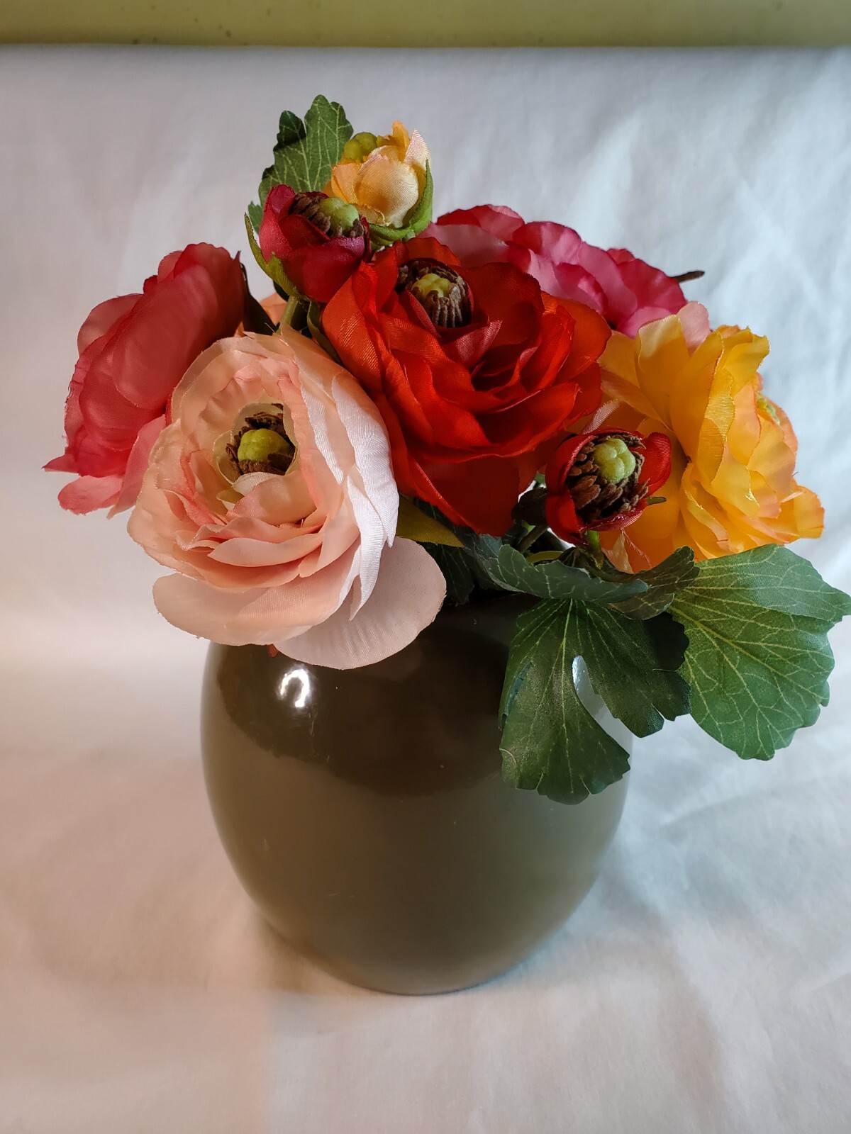 Pier 1 Imports Ranunculus Flower Bouquet Arrangement in Ceramic Pot