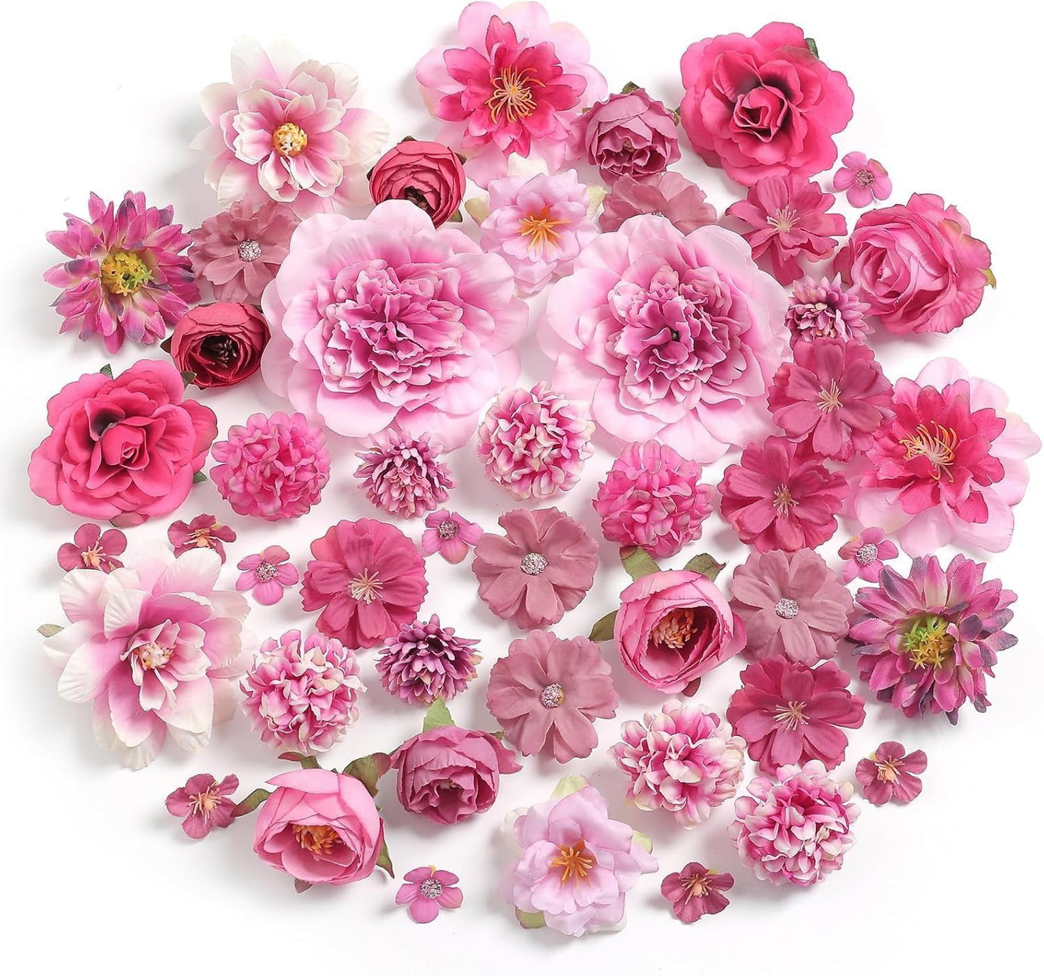 Artificial Flowers Heads Combo Rose Red Flowers Mix Silk Flowers Heads Pink Bulk