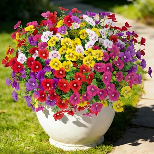 20 Bundles Artificial Flowers for Outdoors, Fake Silk Flowers with Mixed Color