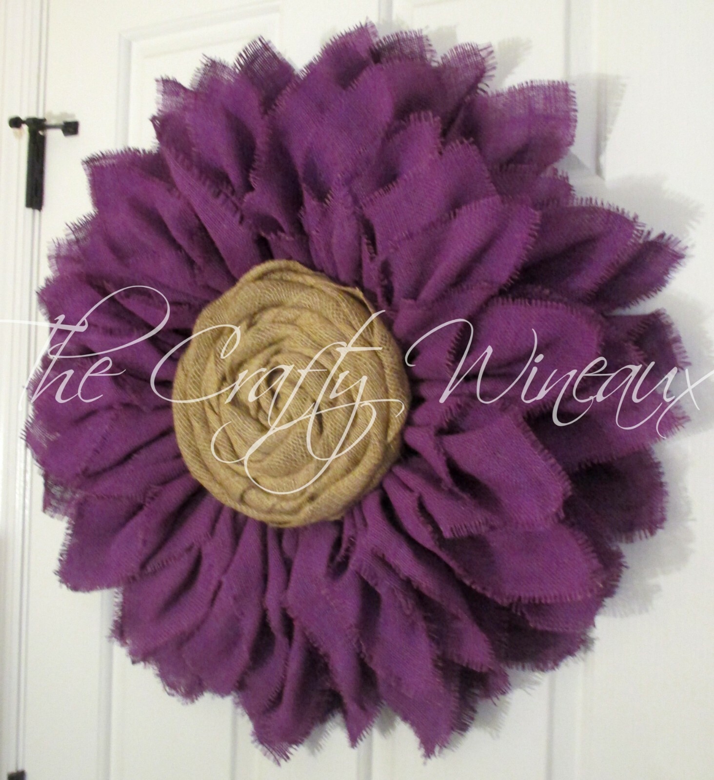 The Crafty Wineaux – Extra Thick 25″ Rich Purple Burlap Sunflower Wreath