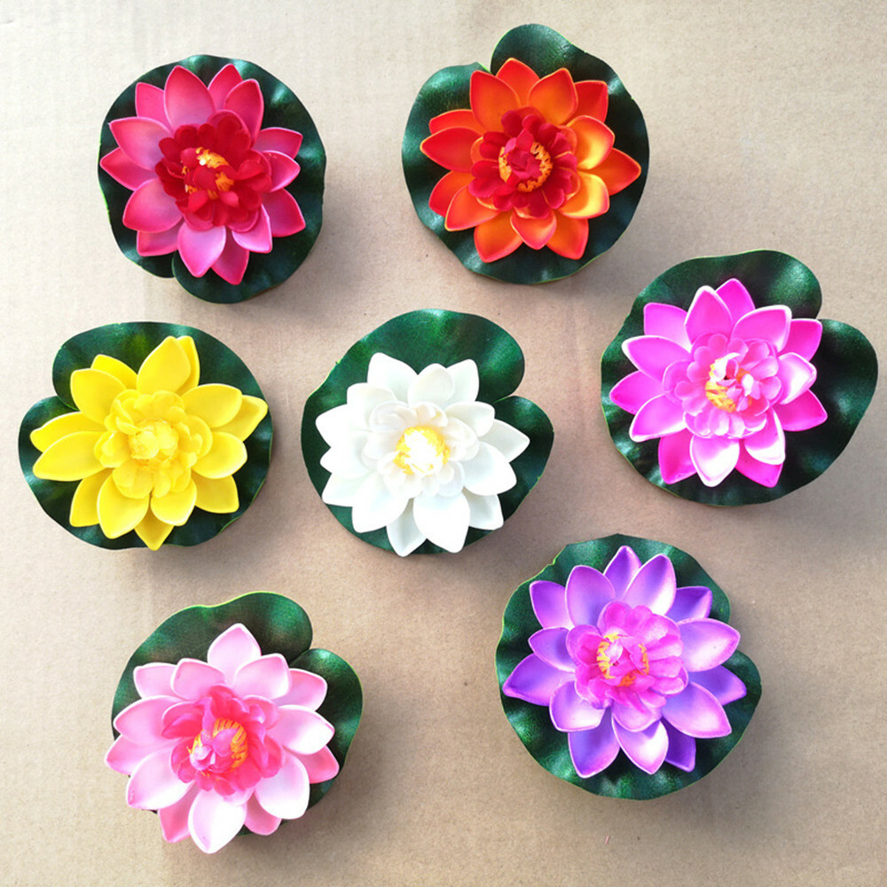10pcs Artificial Lotus Flower Pad Floral Pond Tank Lillies Wedding Home Decor