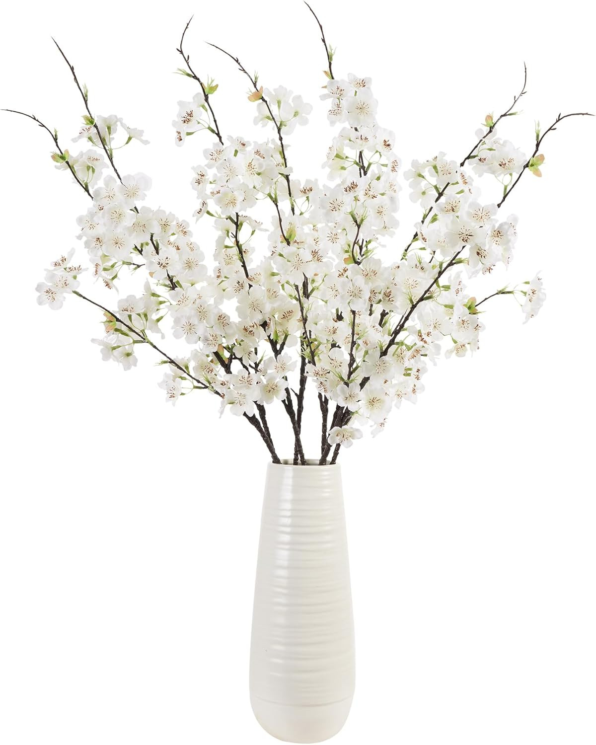 Silk Cherry Blossom Branches 27.6In – 8PCS White Floral Decor for Home & Events