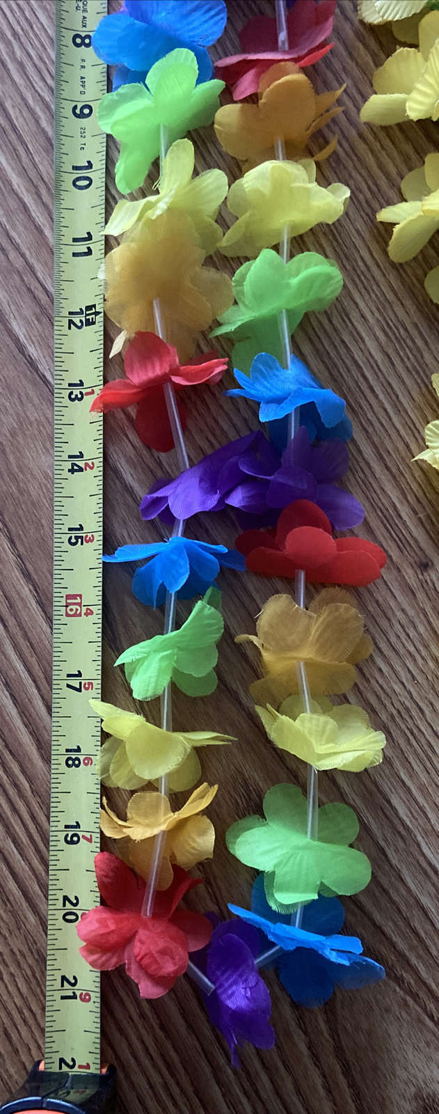 VINTAGE Lot of 3 Artificial Silk Flowers Pink Yellow Multi Hawaiian Lei Necklace