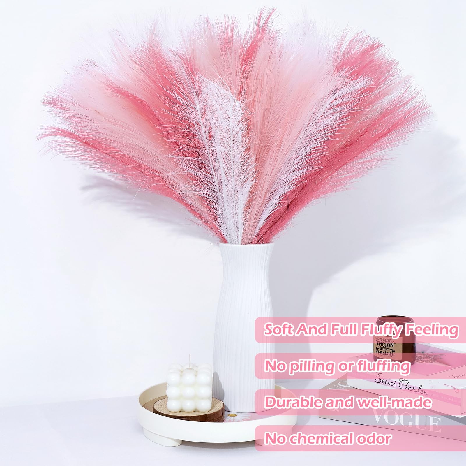 Pink Pampas Grass Decor Faux Pampas Grass Bulk Small Vase Filler Pompas 30PCS