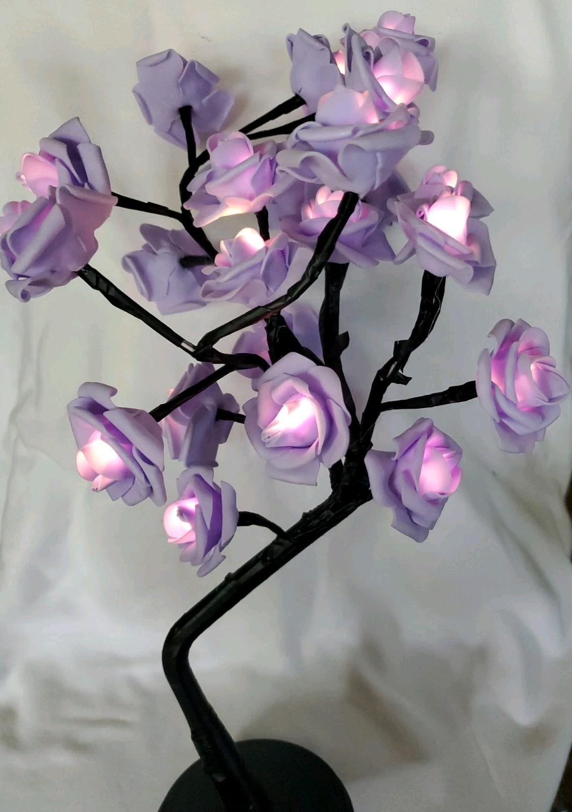 New LED Purple Rose Flower Table Lamp USB Fairy Light Tree Goth Halloween 17″