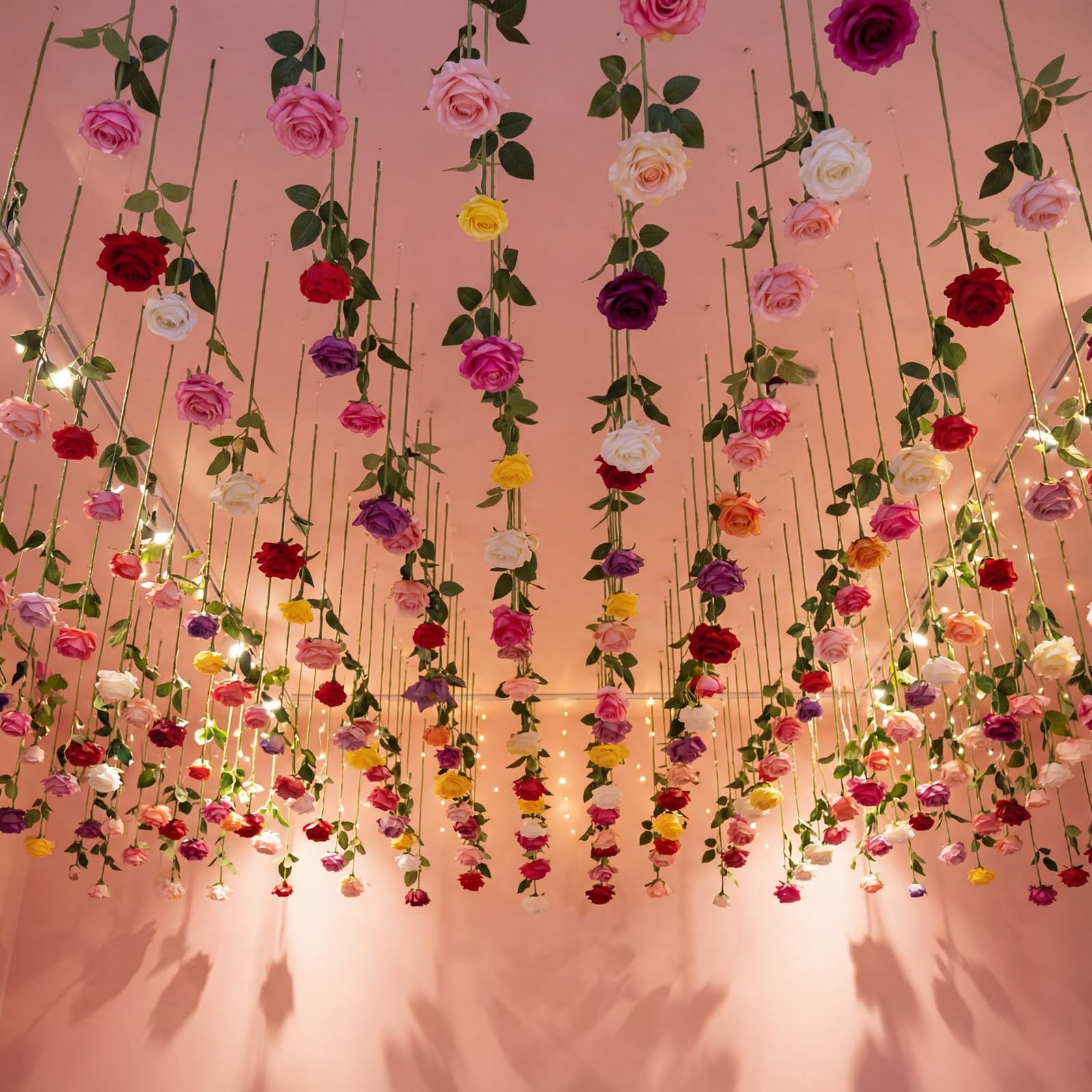60 Pack Artificial Flower Hanging Flowers Ornament Colorful Floating Garland …