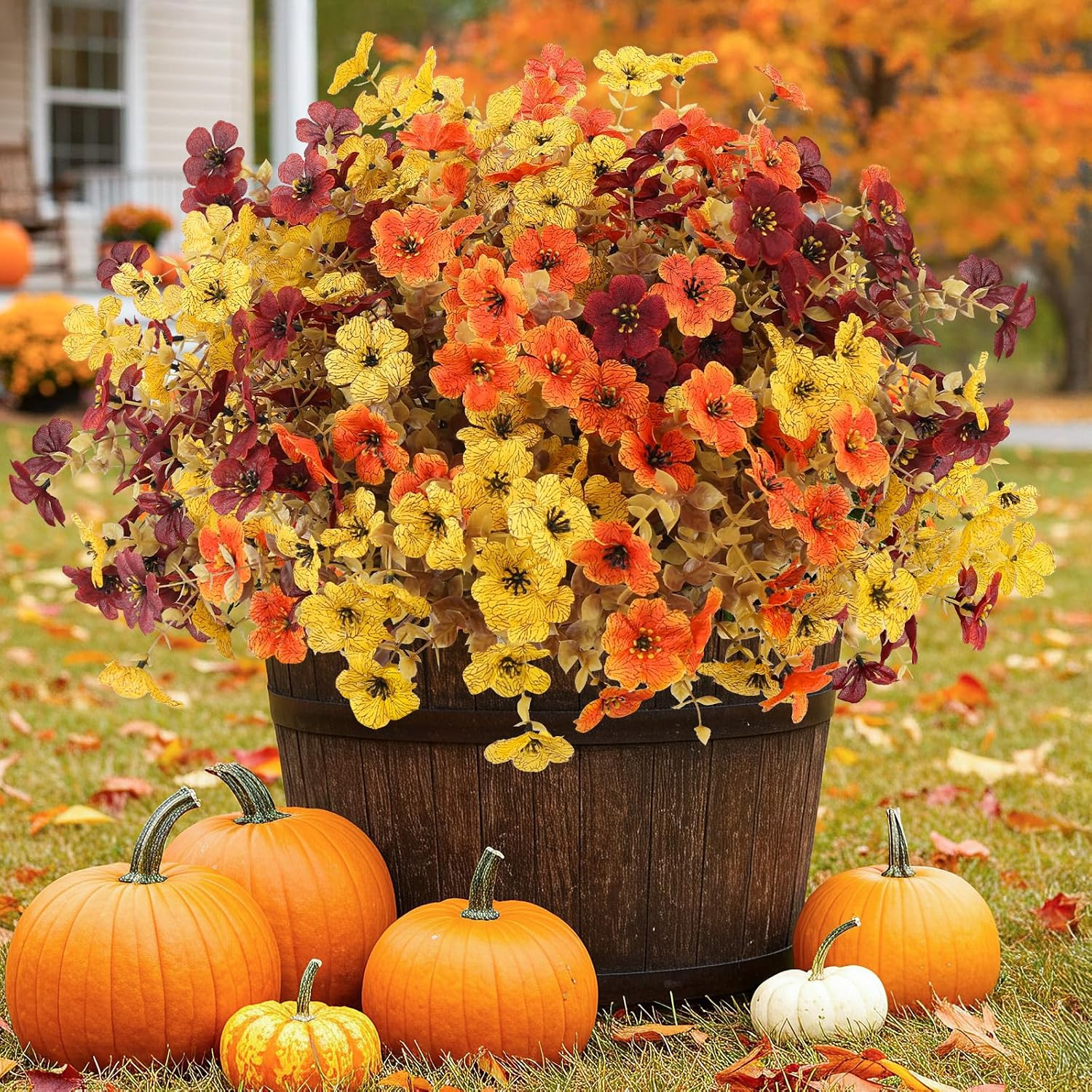 Artificial Fall Flowers Outdoors UV Resistant Fake Mums Bulk outside Faux Mums P