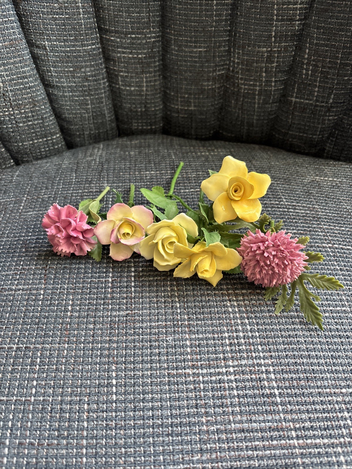 VTG Fine Bone China Flowers Crysanthemum & Yellow Rose Mixed Handmade Realistic