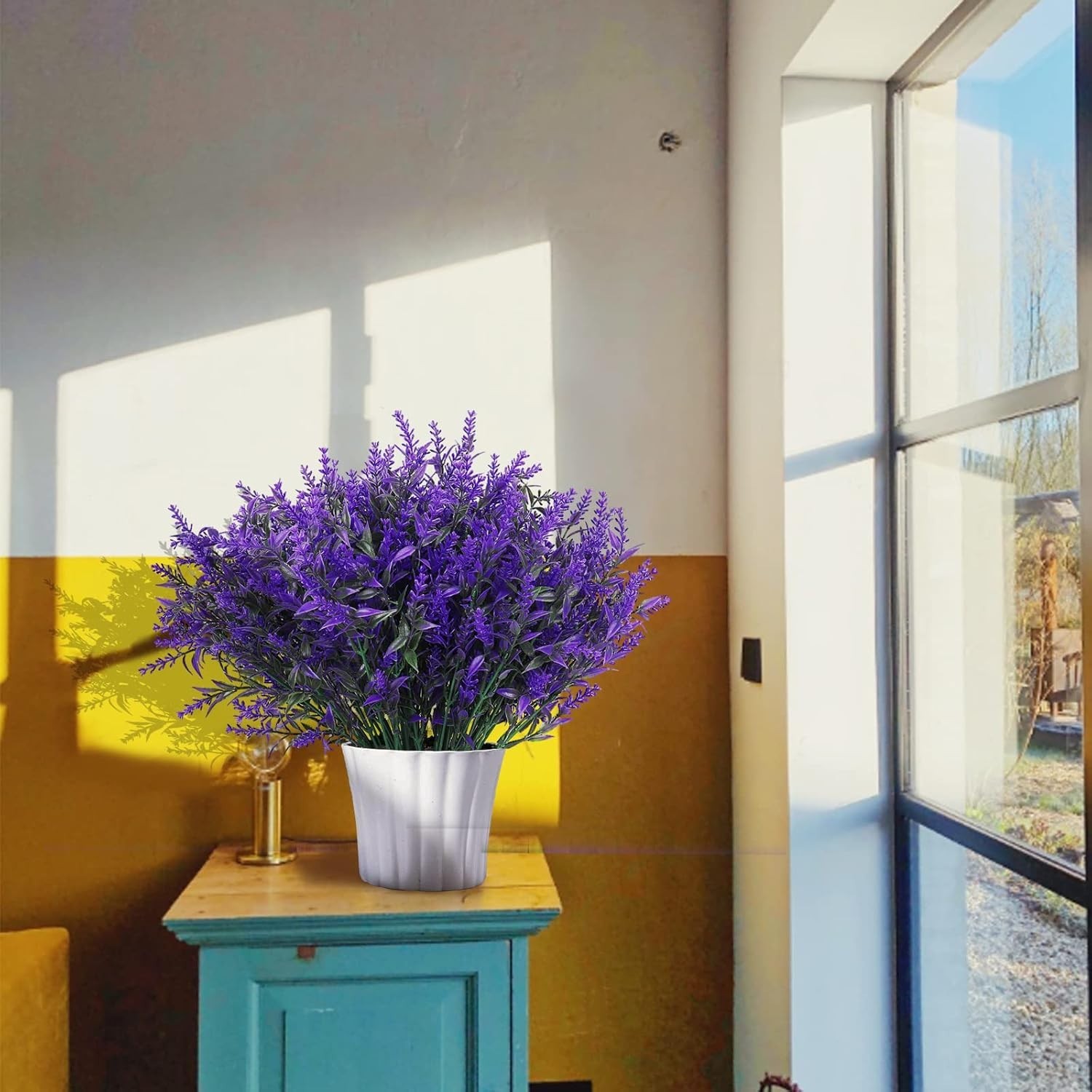 Vibrant Purple Artificial Lavender Flowers – 12 Bundles for -Round Beauty