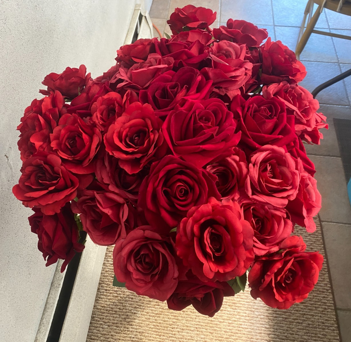 Ashland Faux Red Roses Lot x40 Full Stem + 8 Cut Stems Silk Flowers Wedding DIY