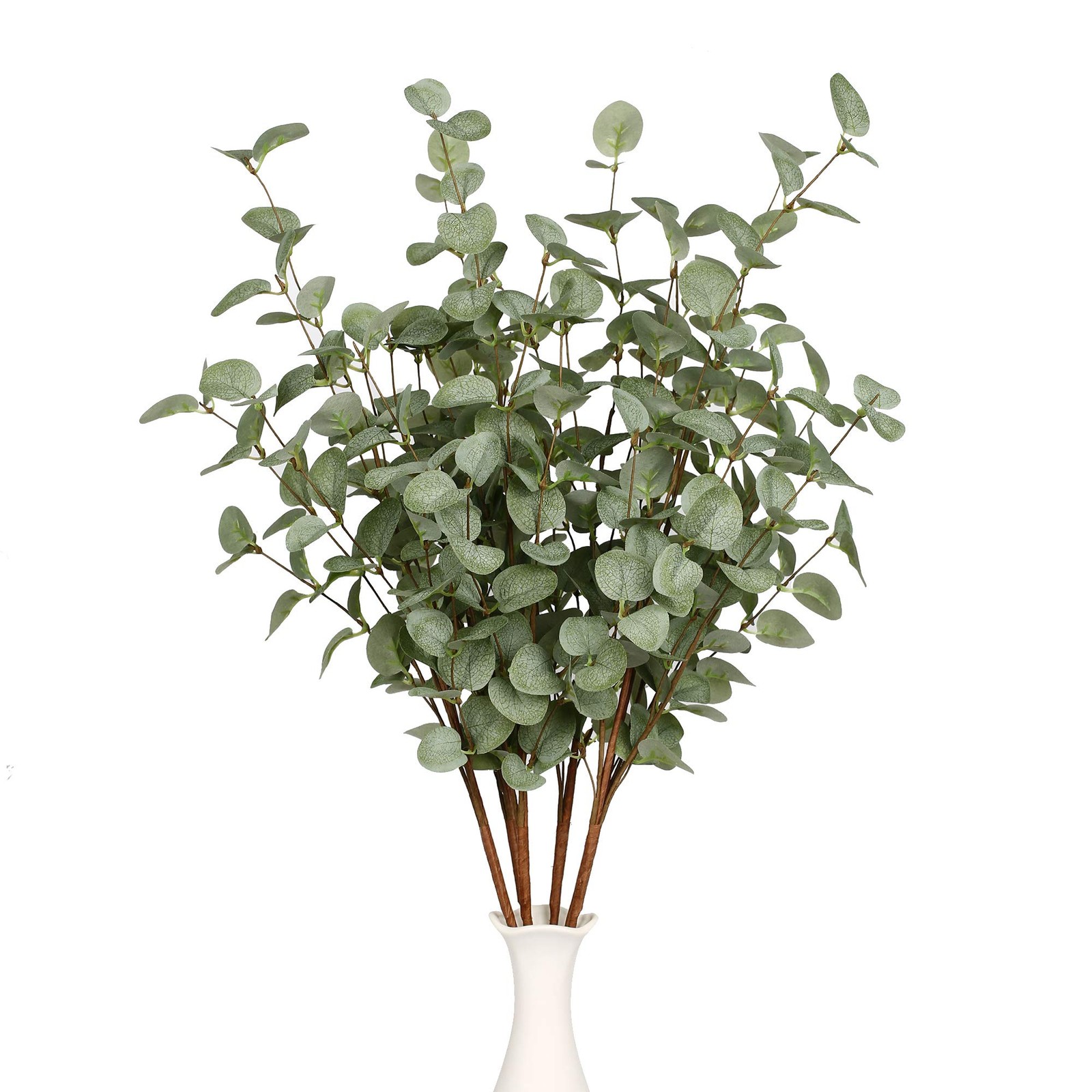 6 Pcs 27″ Eucalyptus Stems Greenery Stems Eucalyptus Leaf Spray in Green Silk…
