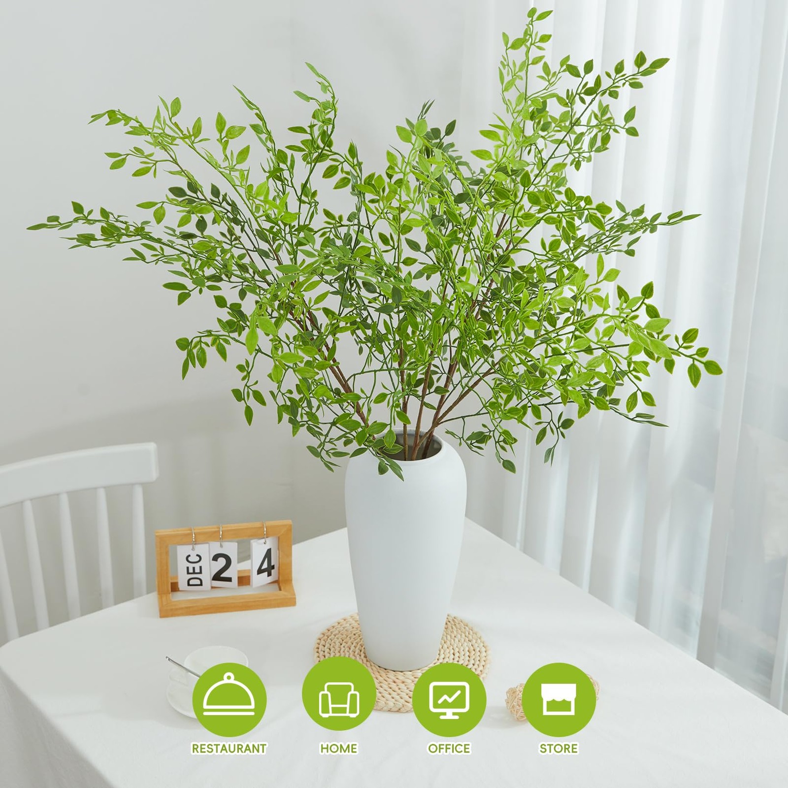 Artificial Nandina Branches Greenery Stems for Vase 43.3 Inch Faux Green Nand…