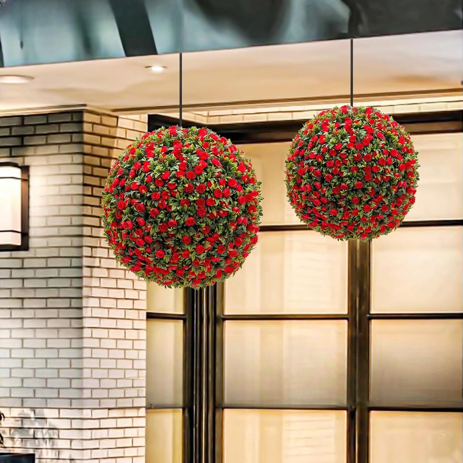 2PCS Artificial Topiary Ball Grass Ball UV Protected Faux Boxwood Decor Balls