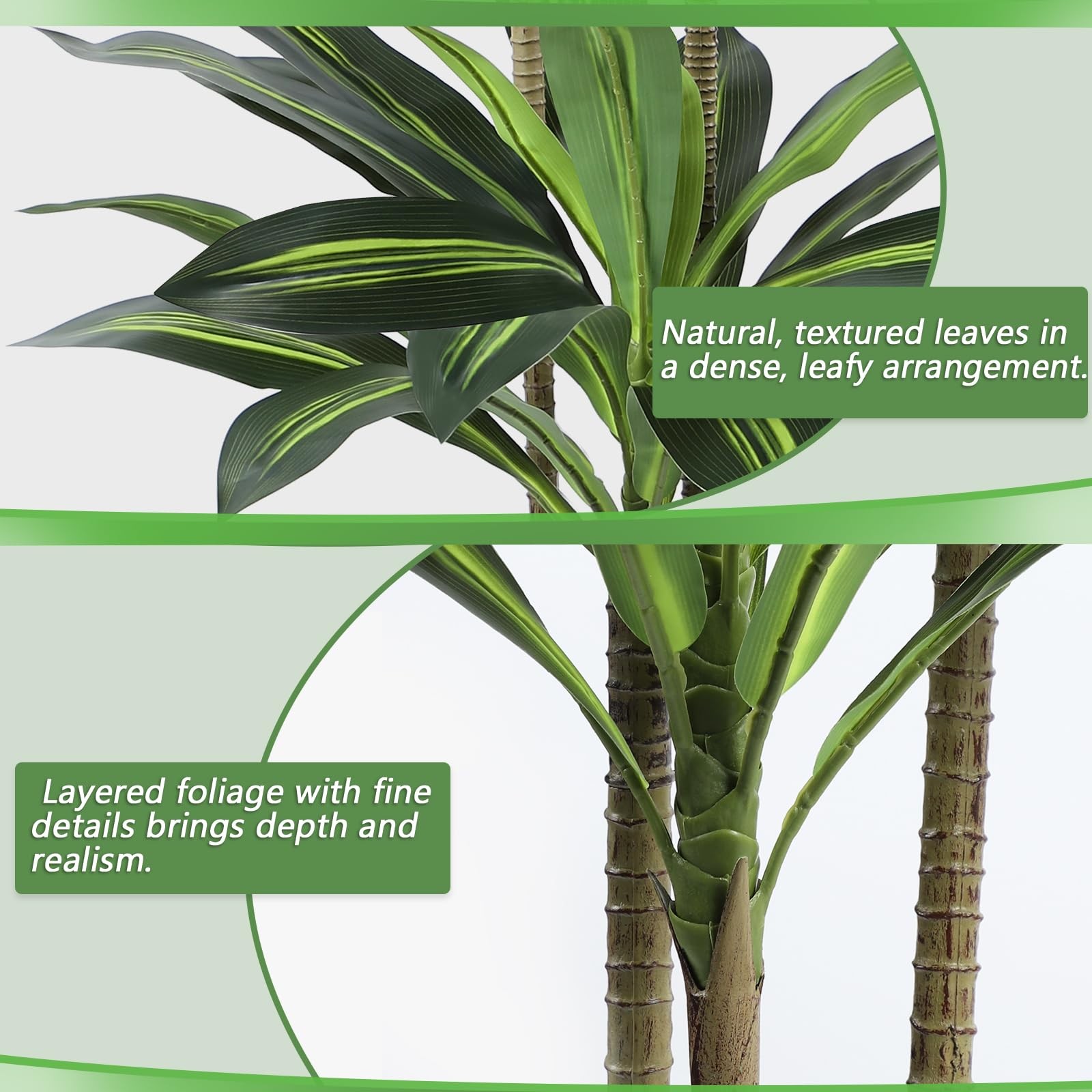 Artificial Dracaena Tree 5FT Fake Plant with White Small Planter Faux Silk Ta…
