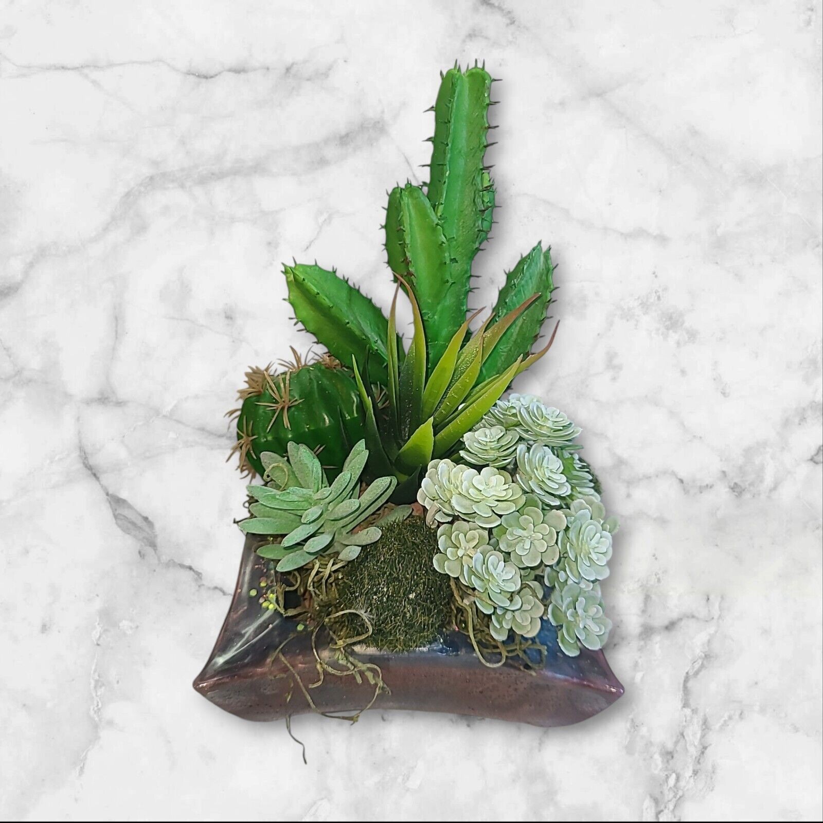 Small Artificial Succulent Flower Arrangement Centerpiece Plant 6″x6″x9″Tall