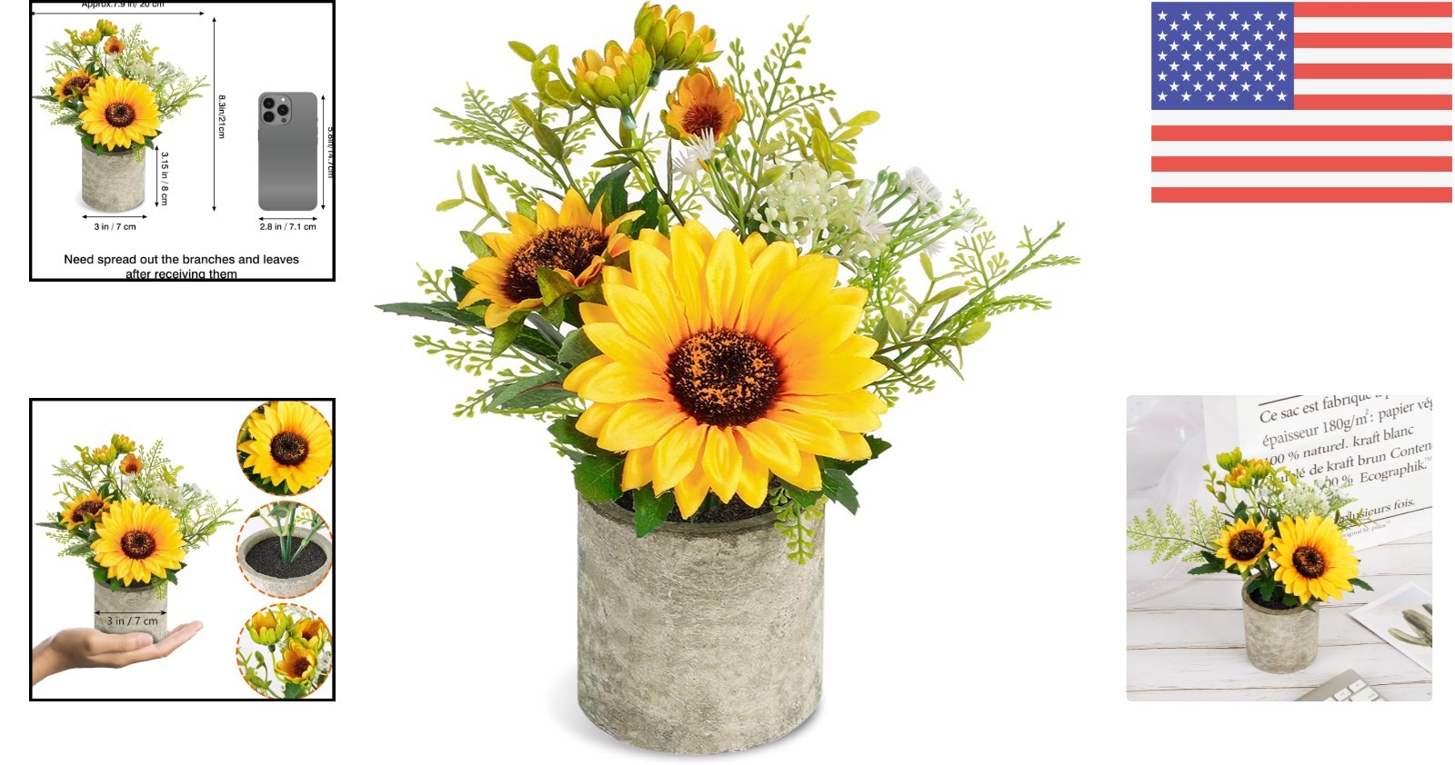 Sunflower Artificial Flower Pot – Lifelike & Waterproof for Long-Lasting Beauty