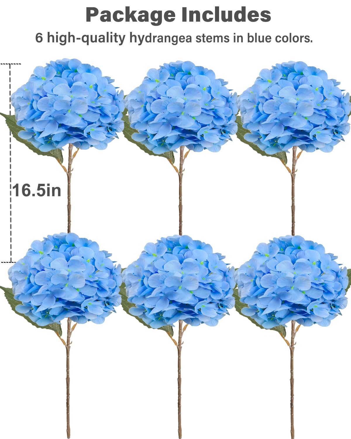 6PCS Premium Blue Silk Hydrangea Artificial Flowers Bouquets – Realistic Fake…