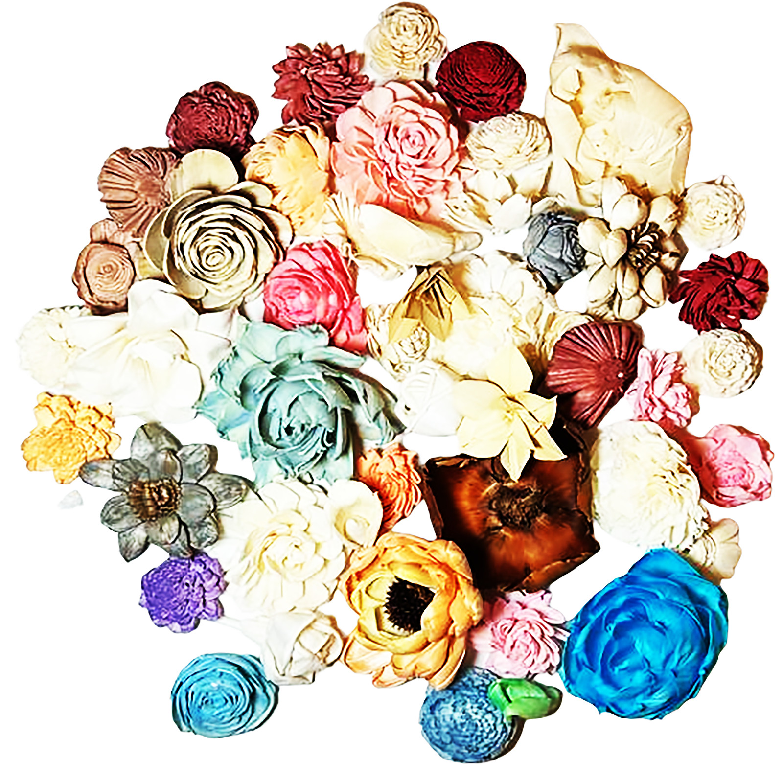 Wood Flowers Bouquet Multi Color Types Handmade with Stems DIY Easy Assemble (8)