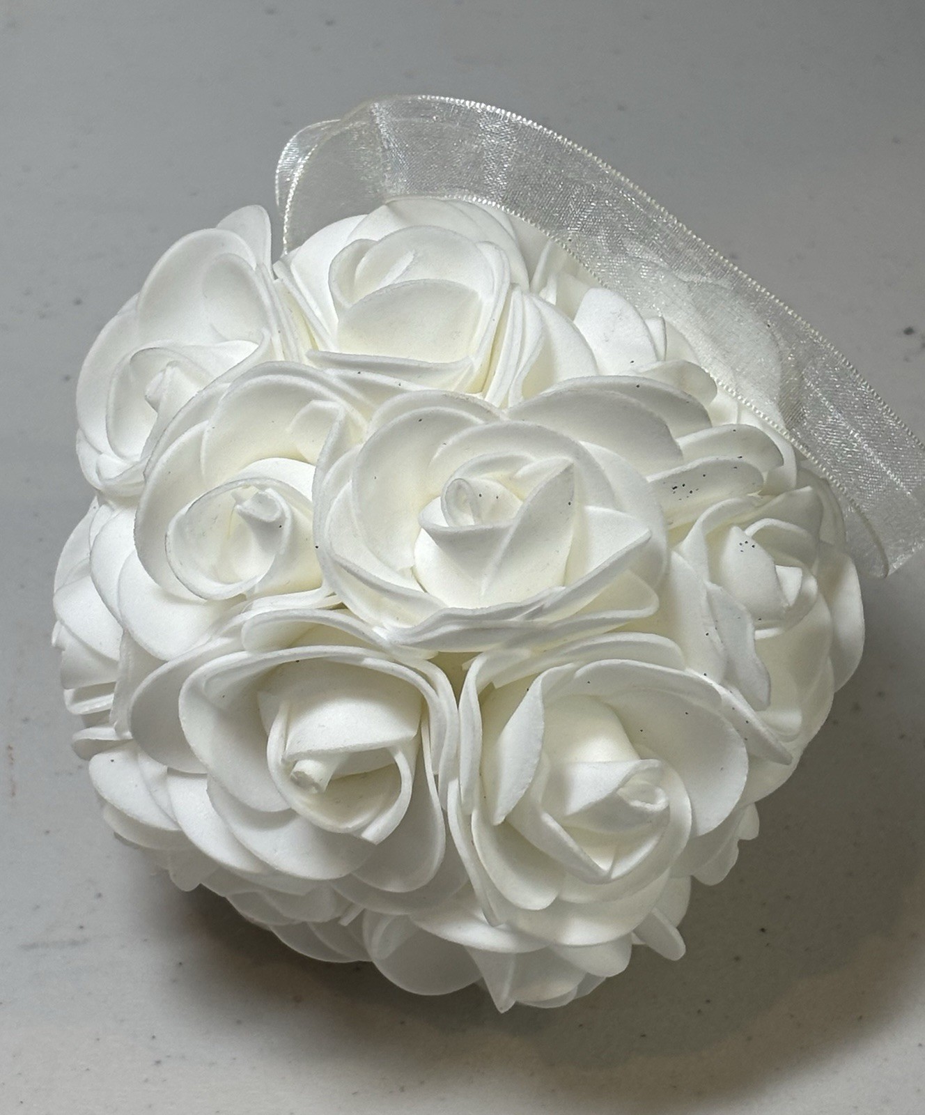 Artificial White Foam Rose Kissing Ball / Wedding Hanging Decoration