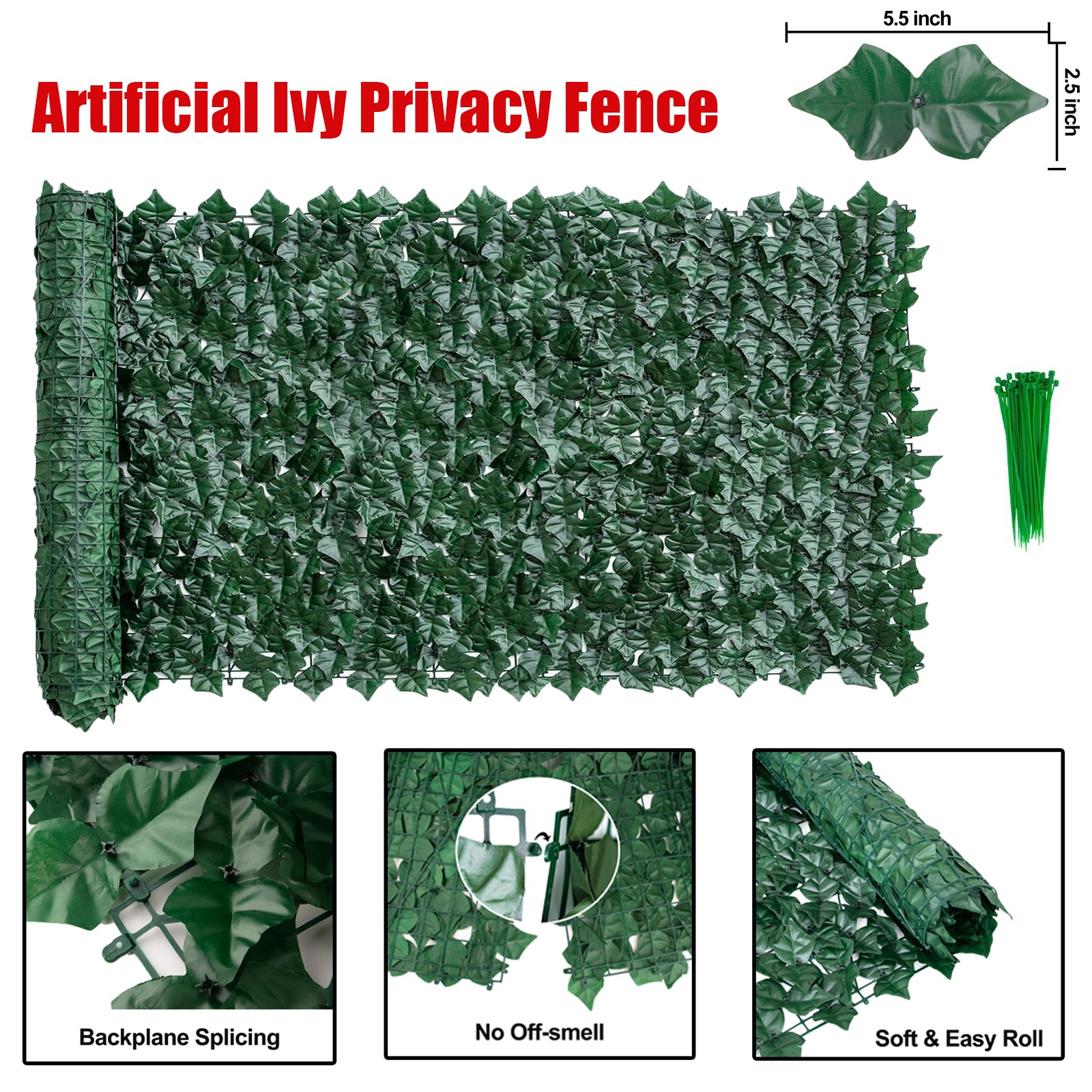 Artificial Ivy Hedge Green Leaf Fence Panels Faux Privacy Fence Screen Outdoor