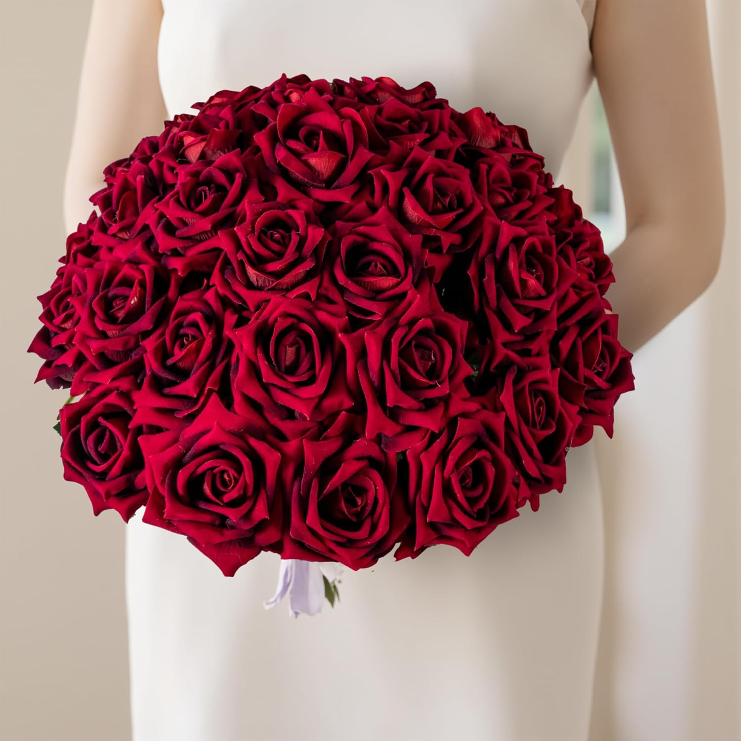 Realistic Black Red Silk Roses – 36Pcs Faux Flowers for Home & Wedding Decor