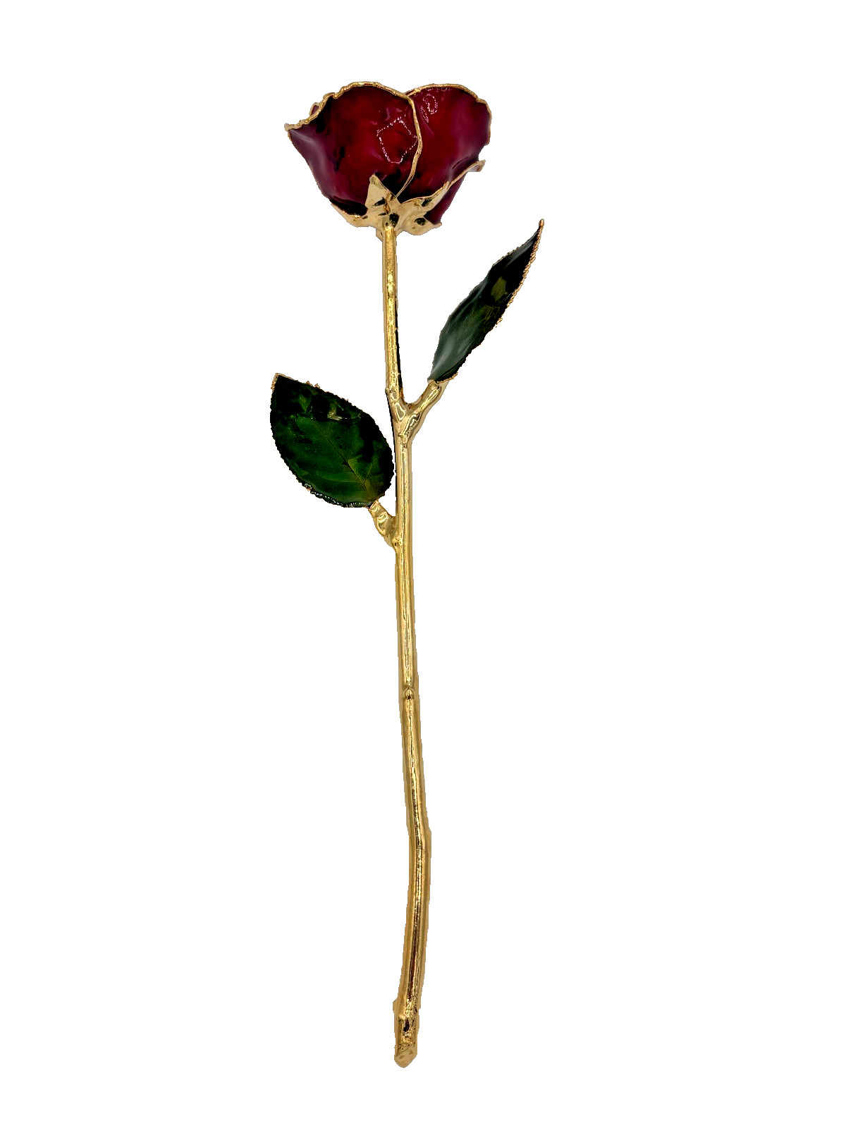 24k Gold Dipped Burgundy Rose Forever Flower Long Stem 10.5″