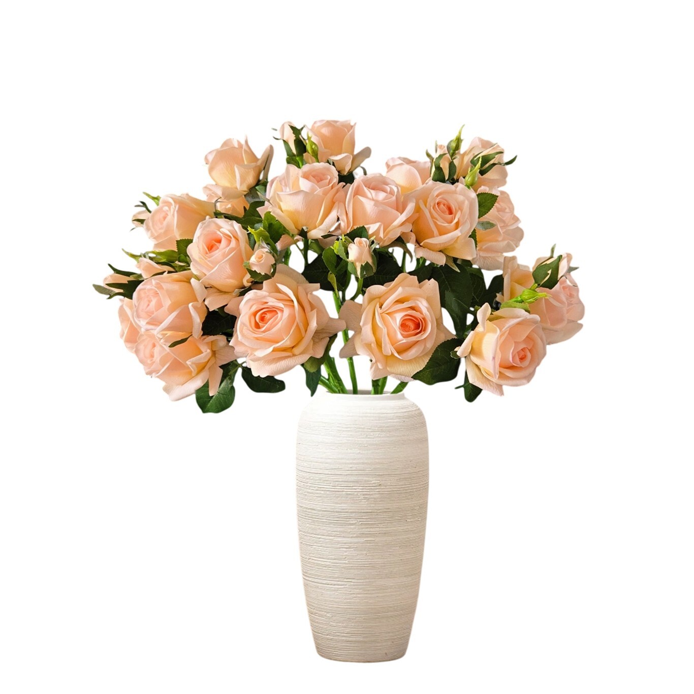 10pcs Artificial 3-Head Roses –Each Stem Features 2 Full Blooms and 1 Bud