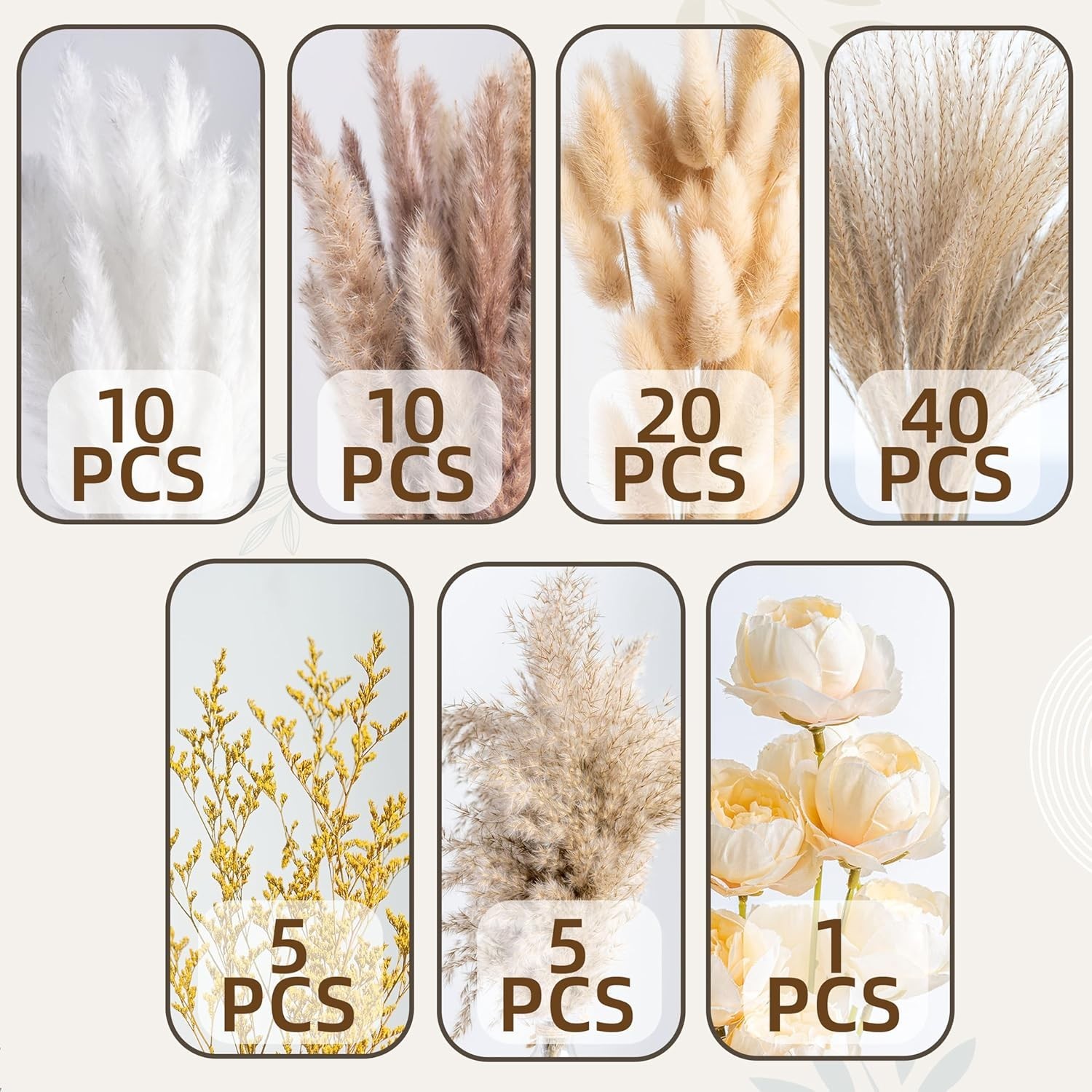 Boho Decor Bouquet – Artificial Flowers and Pampas Grass Decor kit,Mix Dried …