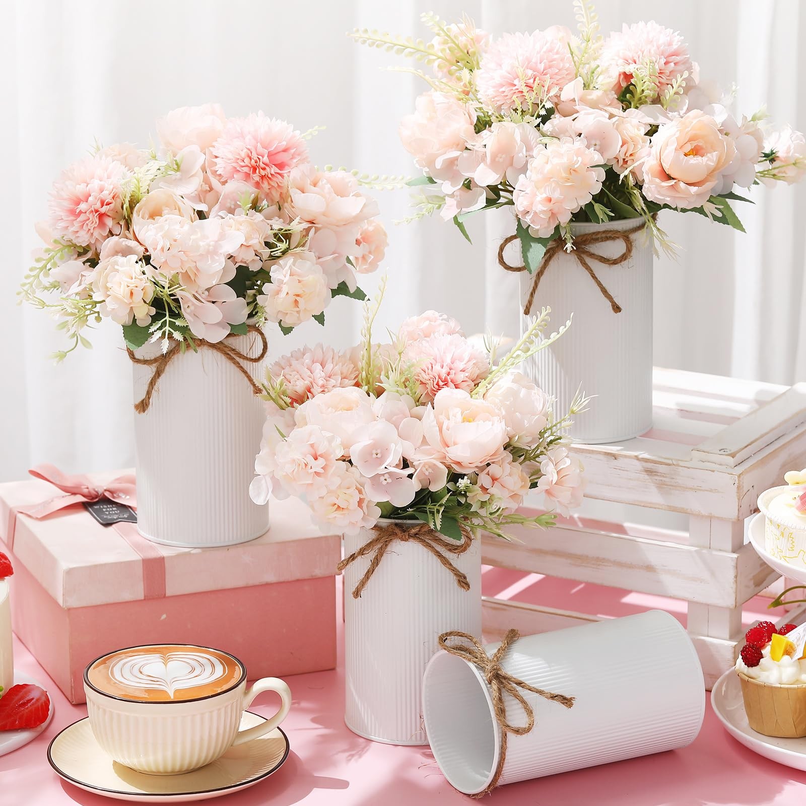 6 Sets Wedding Centerpiece for Table Decoration Light Pink Artificial Fake Ro…