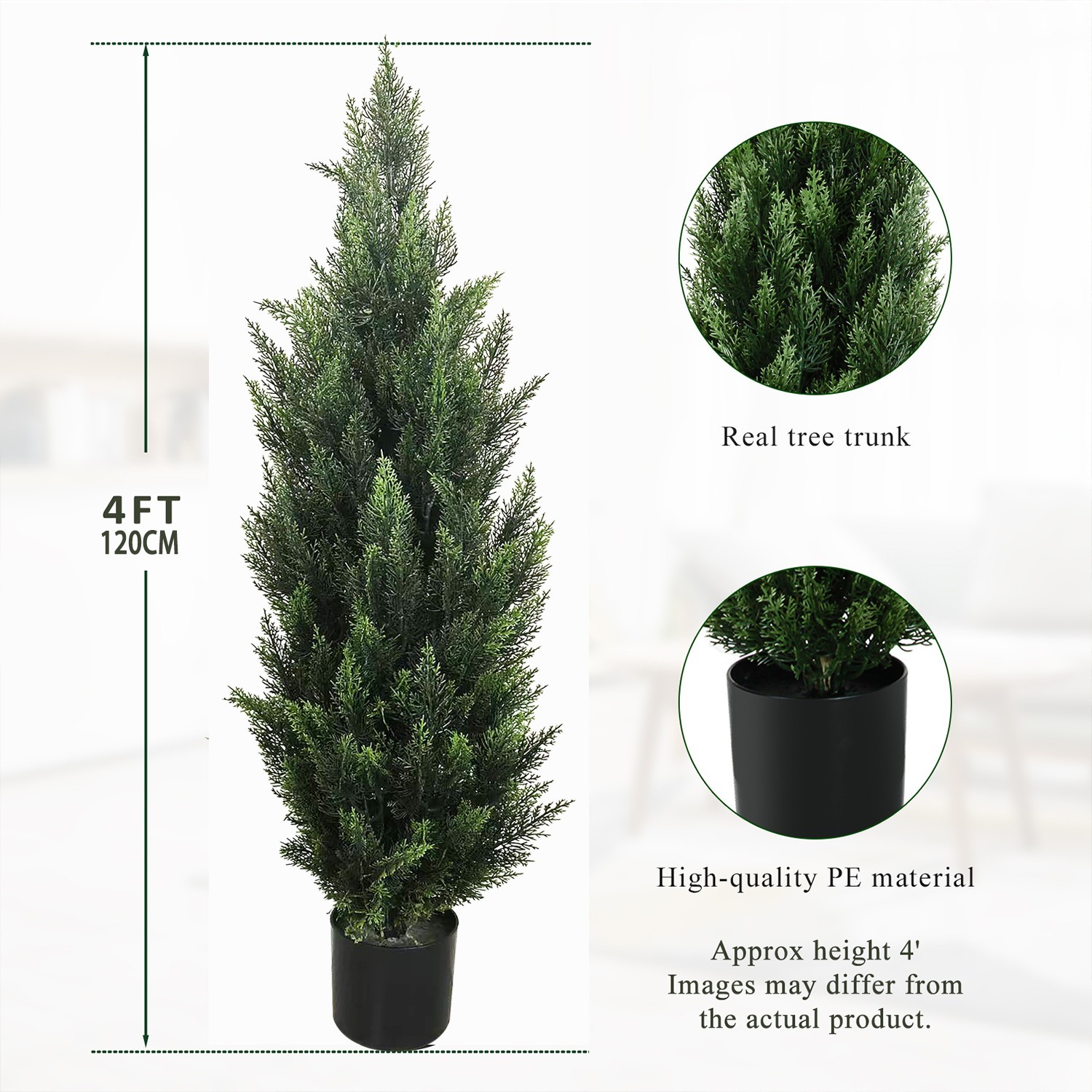 2 Pack 90cm Dense Foliage Artificial Cypress Tree Potted Evergreen Topiary house