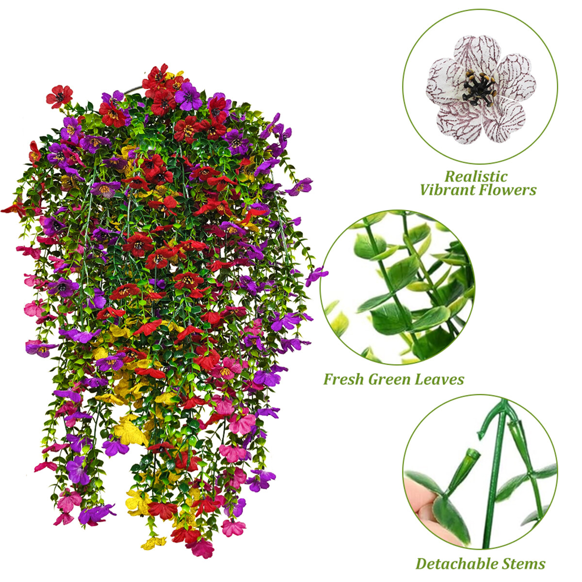 4Pack Artificial Flower Violet Fake Plant Decor Hanging Outdoor Yard Garden Home